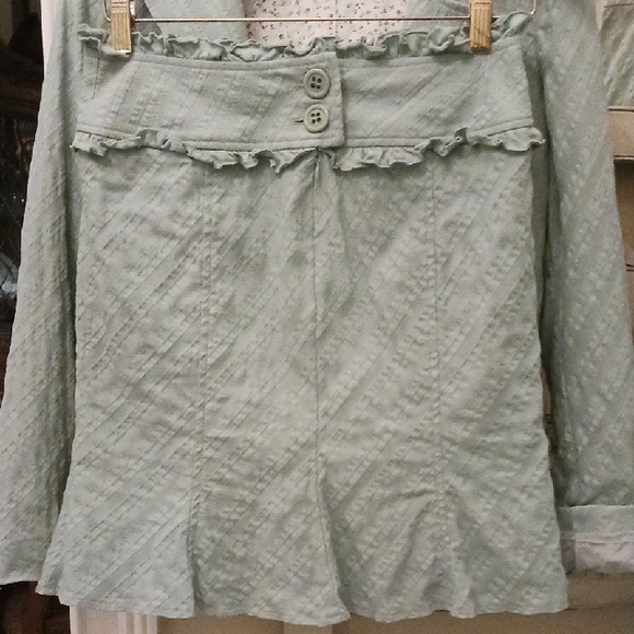 Nanette Lepore Adorable Aqua Suit; Jacket, Skirt, Flared Pant - Picture 6 of 16